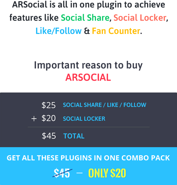 ARSocial - Social Share Buttons & Social Locker Plugin - 1