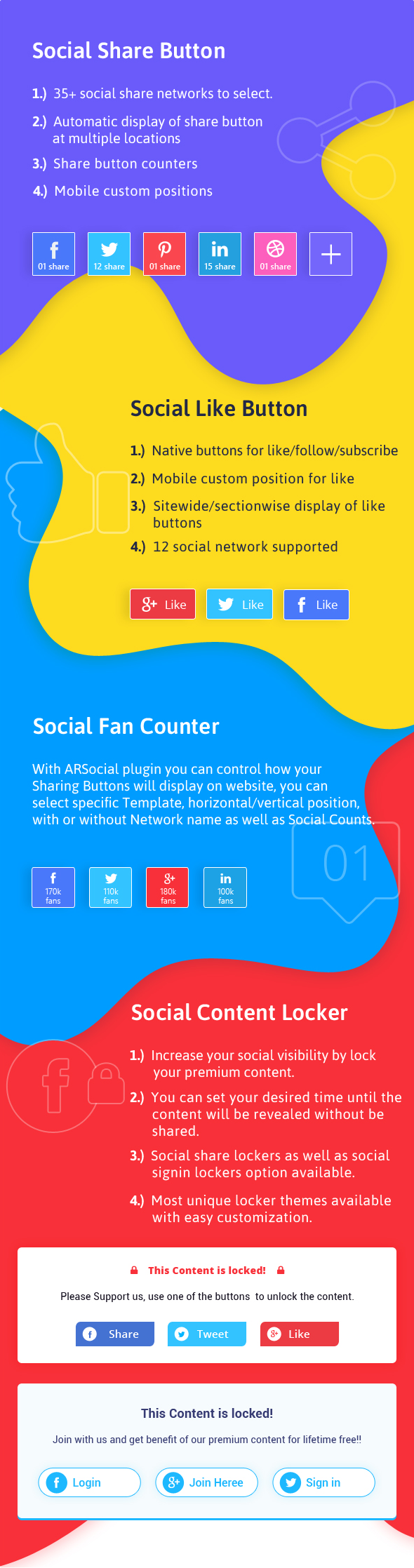 ARSocial - Social Share Buttons & Social Locker Plugin - 3
