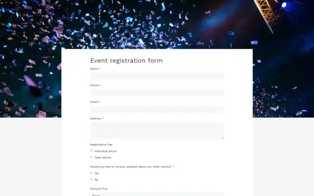 Event Form for Hosting Online Events