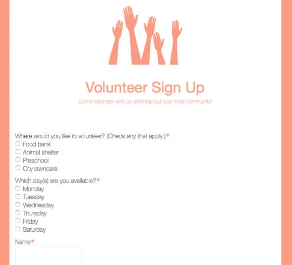 Volunteer Signup Form