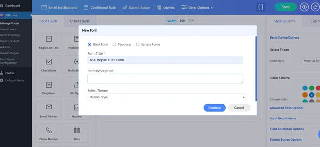 Create a New User Registration Form
